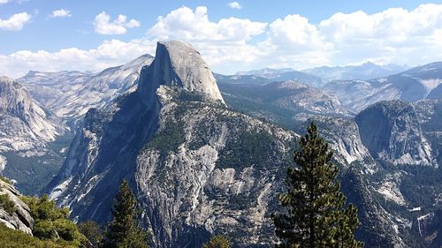 Scenic view of mountains at yosemite national park against sky