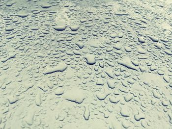 Full frame shot of raindrops on rainy day