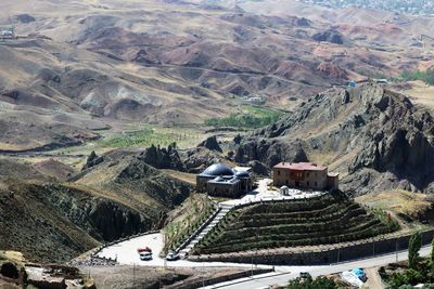 High angle view of mountain range