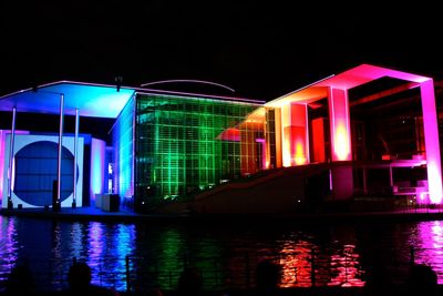 Illuminated built structure at night