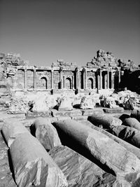 View of old ruins against clear sky