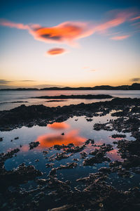 Scenic view of sea against sky during sunset