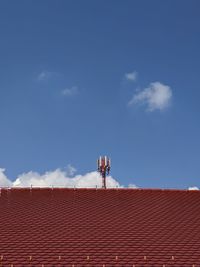 Low angle view of roof and building against sky