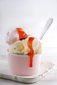 Close-up of ice cream in glass