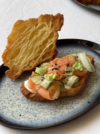 High angle view of breakfast in plate