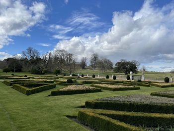 Panoramic view of cemetery against sky