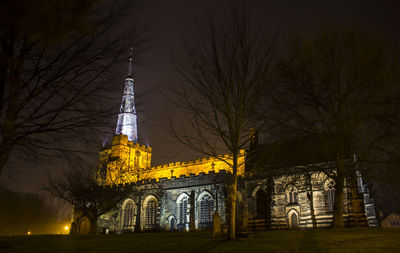 Low angle view of building at night