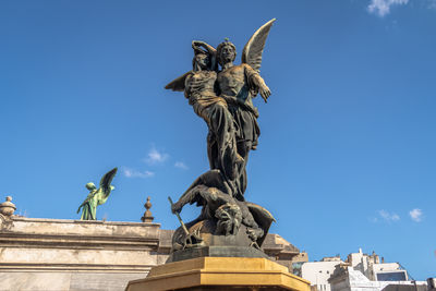 Low angle view of statue against clear sky