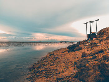 Scenic view of sea against sky at sunset