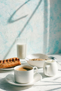 Coffee cup on table