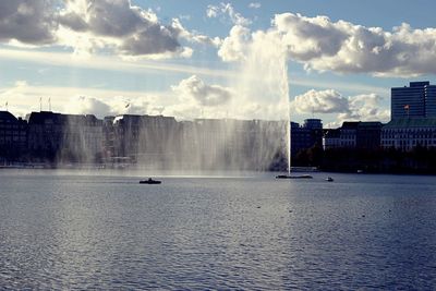 Panoramic shot of cityscape against sky