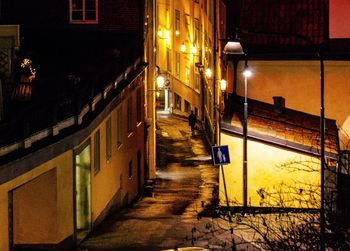 View of illuminated city at night