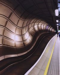 Interior of illuminated subway station