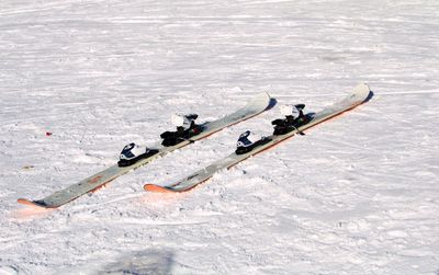 Close-up of ski on snow