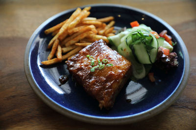 Close-up of meal served in plate