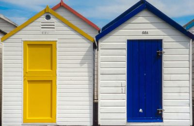 Closed door of a building