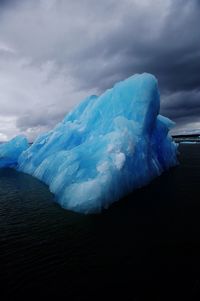 Close-up of frozen sea against sky