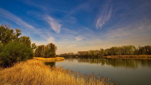 Scenic view of lake against sky