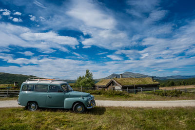 Old volvo 544 in front of formoseter, høvringen, norway