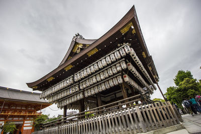 Low angle view of temple building against sky