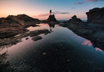 Scenic view of sea against sky during sunset