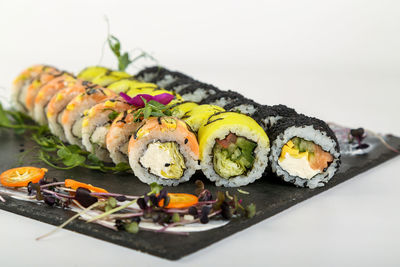 Close-up of sushi in plate