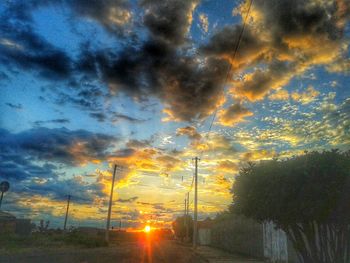 Scenic view of cloudy sky at sunset