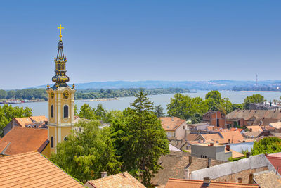 Panoramic view of zemun, with church tower in belgrade,serbia