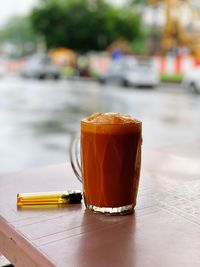 Close-up of coffee on table