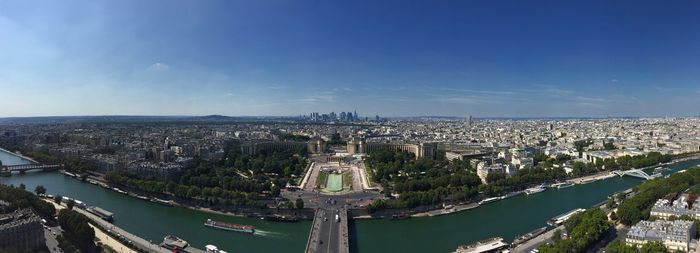 High angle view of buildings in city