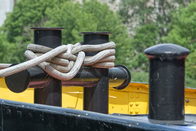 Close-up of rope on boat