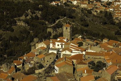 High angle shot of townscape