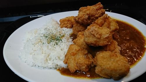 Close-up of food served in plate