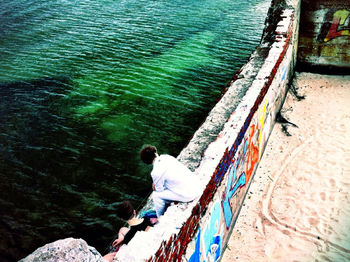 High angle view of swimming pool