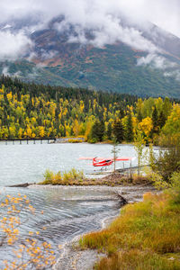 Scenic view of lake against sky