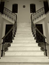 Low angle view of staircase against sky