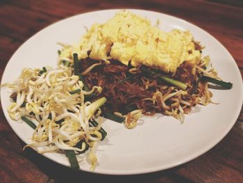 High angle view of meal served in plate