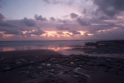 Scenic view of sea against cloudy sky