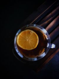 High angle view of tea on table