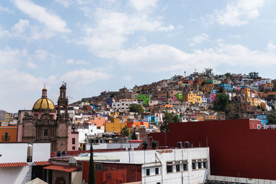 Townscape against sky in city