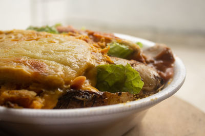 Close-up of food served in plate