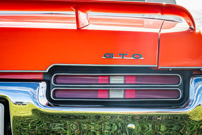 High angle view of red vintage car