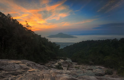 Scenic view of landscape against sky during sunset