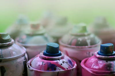 Close-up of aerosol cans
