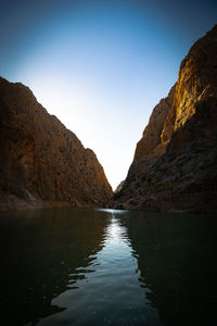 Scenic view of mountains against clear sky