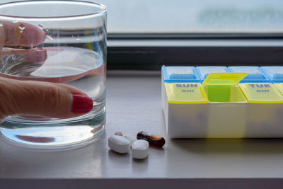 Close-up of bottles on table