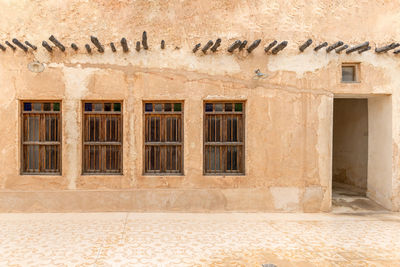 Old buildings architecture in the wakrah souq traditional market