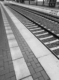 High angle view of railroad station platform