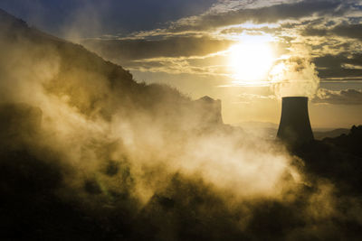 Scenic view of landscape against sky during sunset