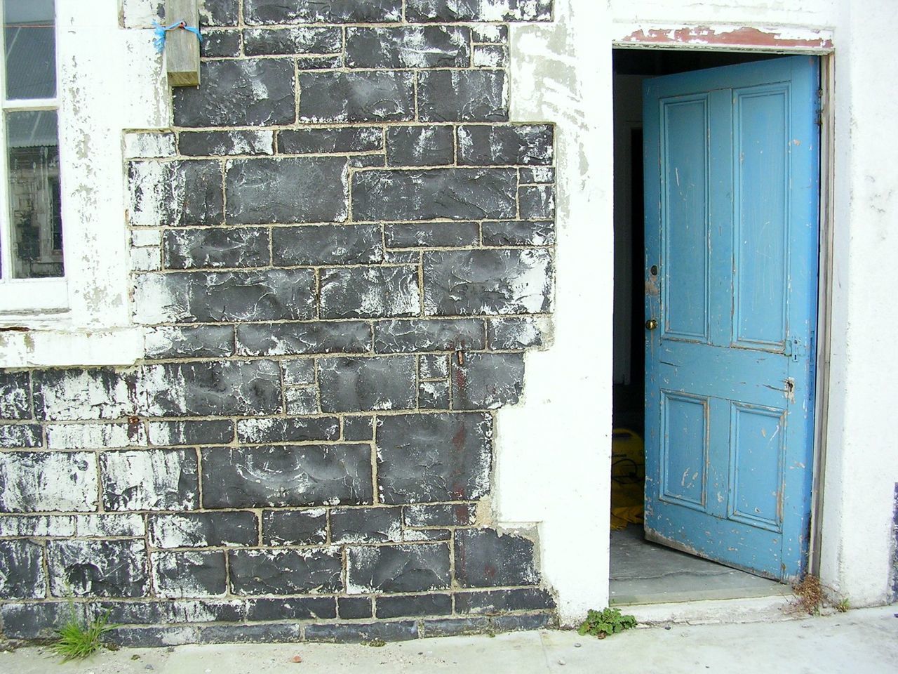 building exterior, architecture, built structure, window, door, closed, house, old, abandoned, weathered, damaged, residential structure, obsolete, entrance, wall, safety, day, run-down, deterioration, wall - building feature